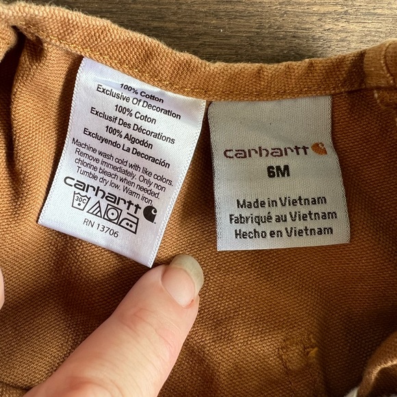 Carhartt Toddler Canvas Double Knee Bib OVERALLS Carhartt Brown Sz 6 mos EUC - Picture 3 of 8